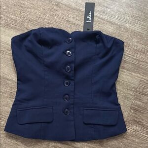 Lulus Navy Corset Top NWT